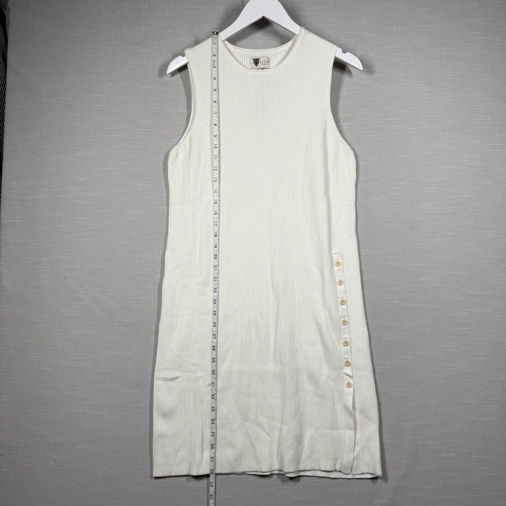 Lita Ciara Dress Womens Large White Casual Buttons Ribbed Quite Luxury Chic - Picture 7 of 10